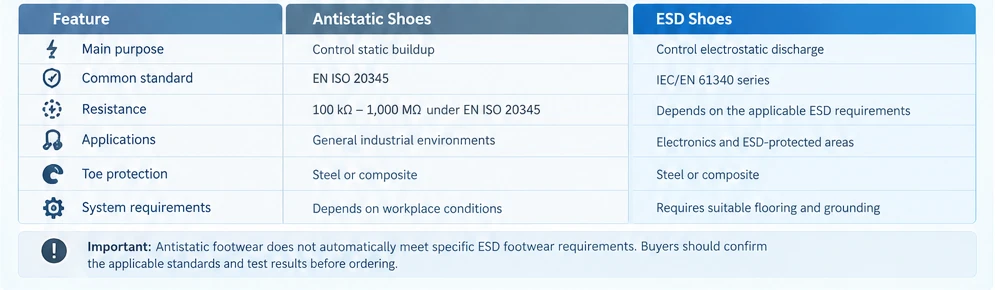 Key Differences Between ESD and Antistatic Shoes Key Differences Between ESD and Antistatic Shoes
