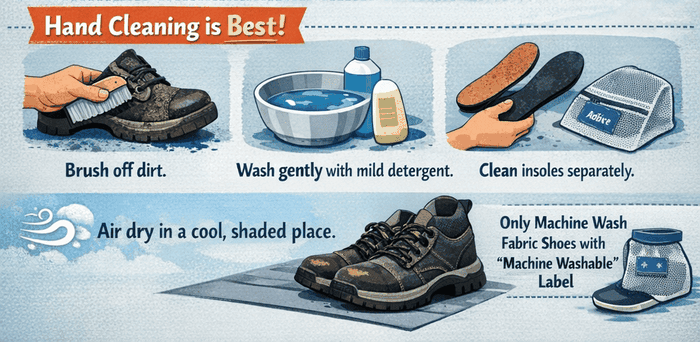 Safety shoes washing skills Safety shoes washing skills