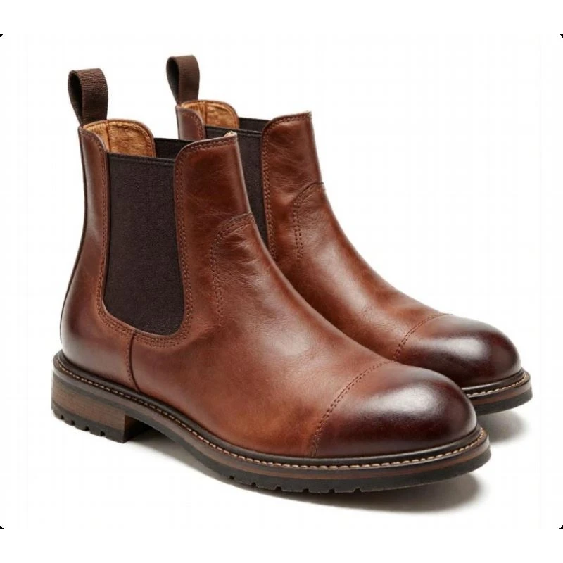 Premium Nubuck Leather Slip-On Steel Toe Chelsea Safety Boots