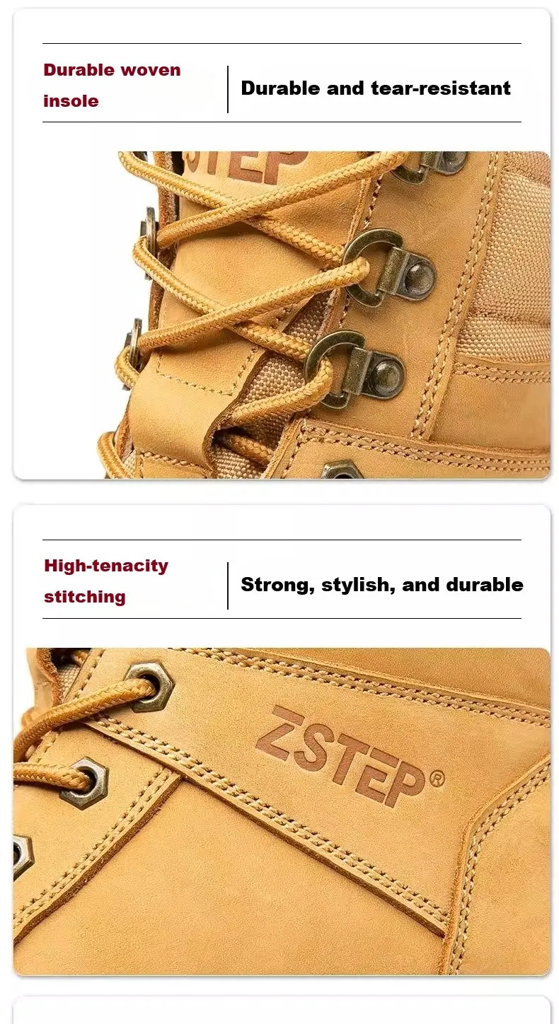 Yellow Nubuck High-Top Zip Safety Boots details1 Yellow Nubuck High-Top Zip Safety Boots details1