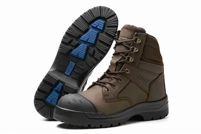 Brown Nubuck High-Top Zip Safety Boots