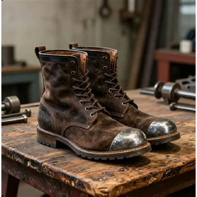 Vintage Suede Slip-On Steel Toe Work Boots